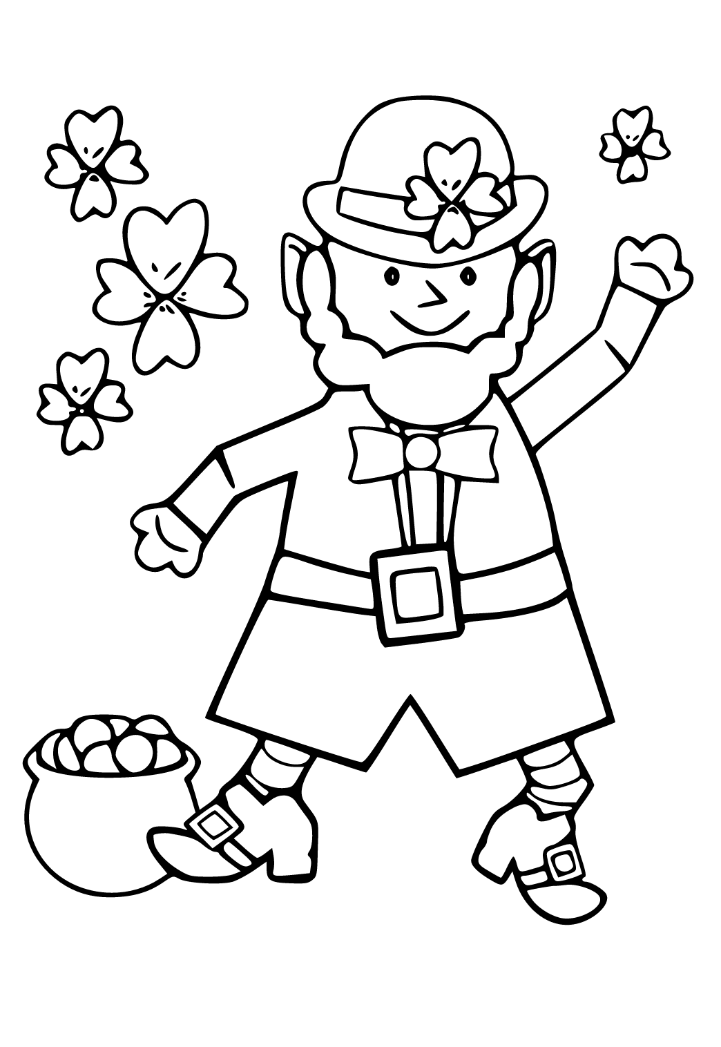 Free printable leprechaun coins coloring page for adults and kids