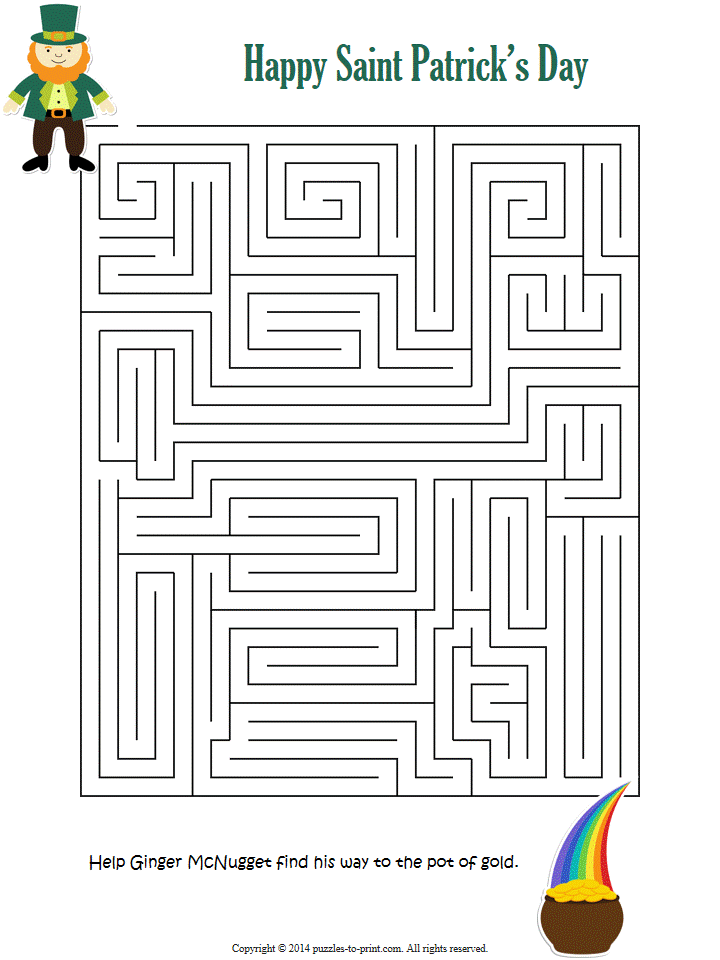 Free printable saint patricks day maze st patrick day activities st patrick st patricks day