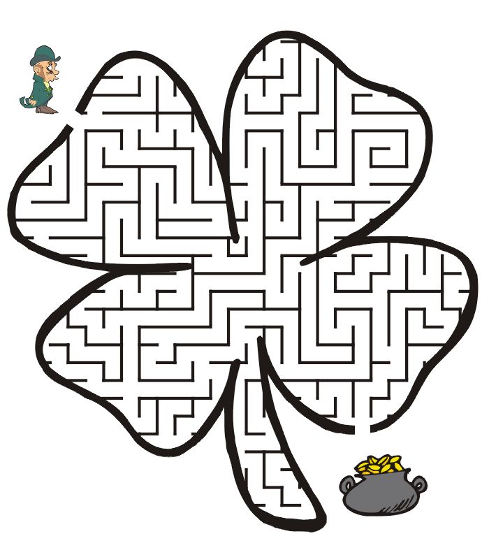 Free printable st patricks day maze four leaf clover st patrick day activities st patricks day crafts for kids st patricks day crafts