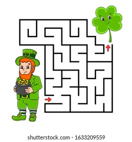 Square maze game kids leprechaun clover stock vector royalty free