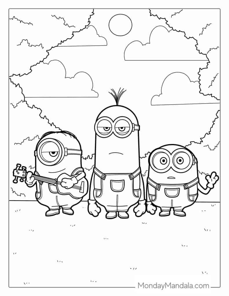 Minion coloring pages free pdf printables