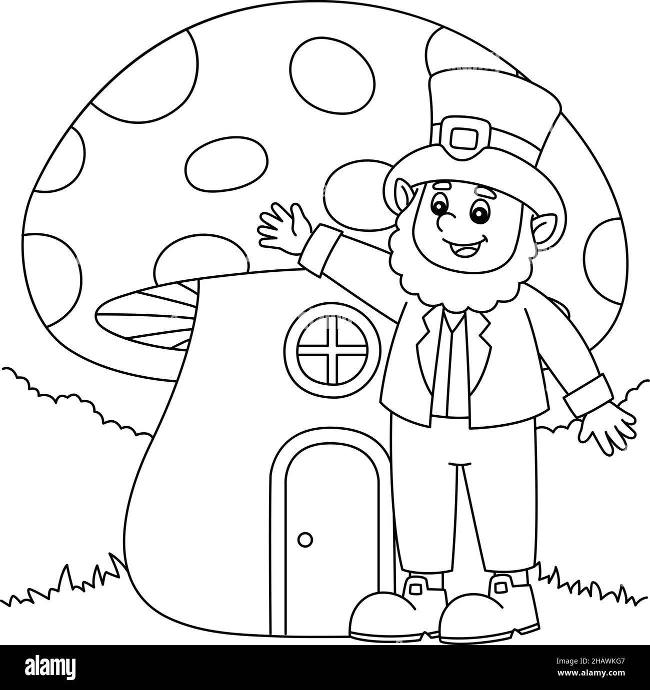 St patricks day mushroom coloring page for kids stock vector image art