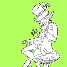 Leprechaun and mushroom coloring pages