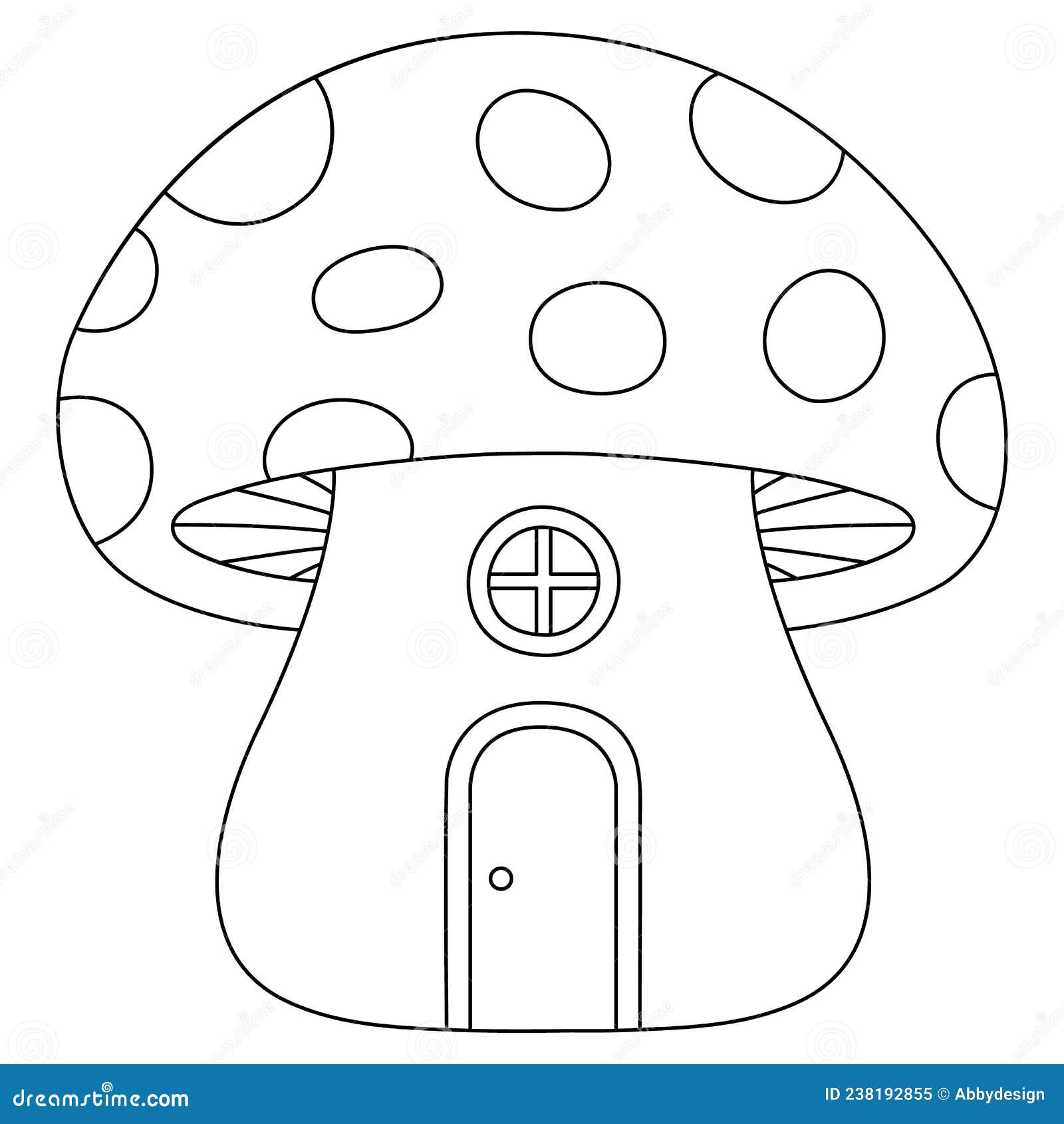 Mushroom house coloring page for kids stock vector