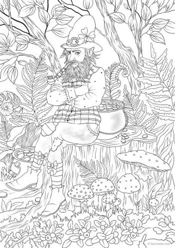 Leprechaun printable adult coloring page from favoreads coloring book pages for adults and kids coloring sheets colouring designs