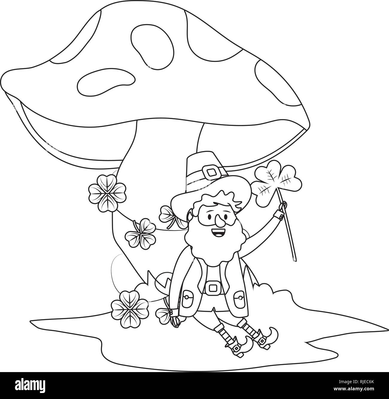 Saint patricks clover mushroom black and white stock photos images