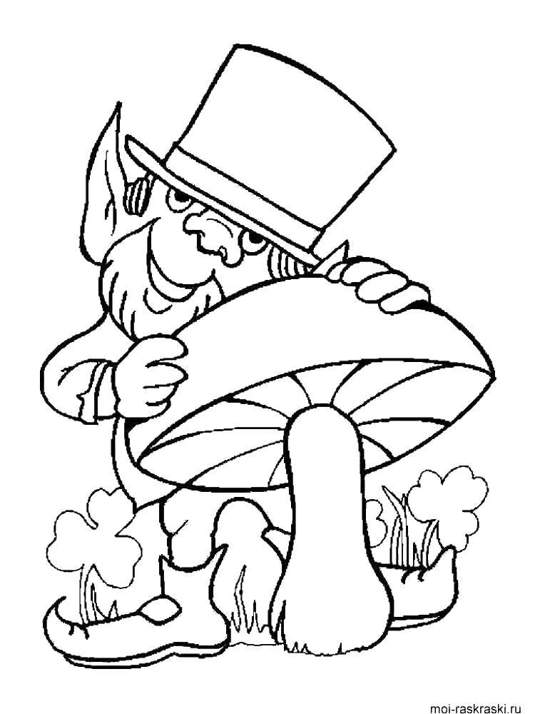 Online coloring pages mushroom coloring gnome under mushroom mushrooms