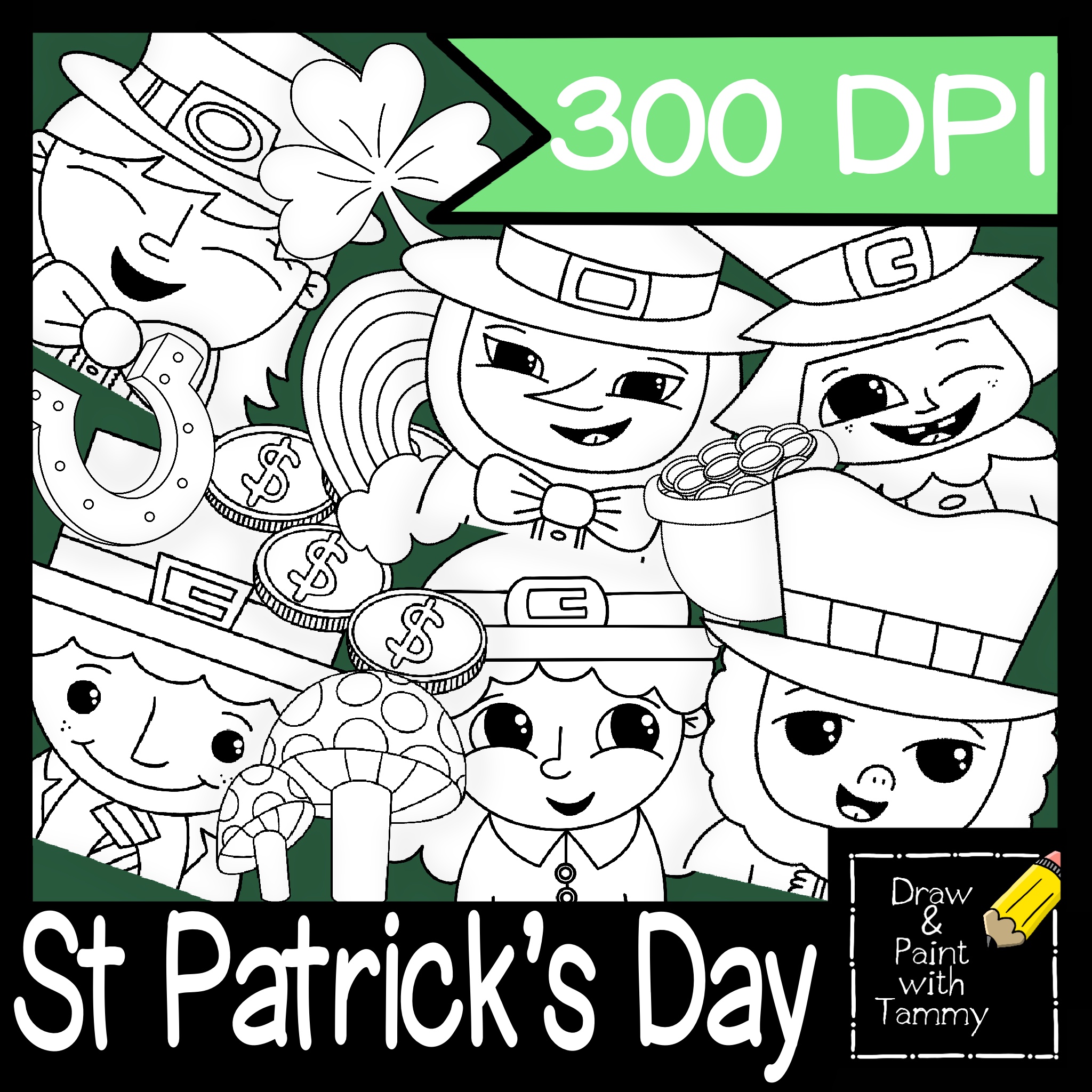 St patricks day with leprechaun rainbow and more march clip arts printable pdf made by teachers