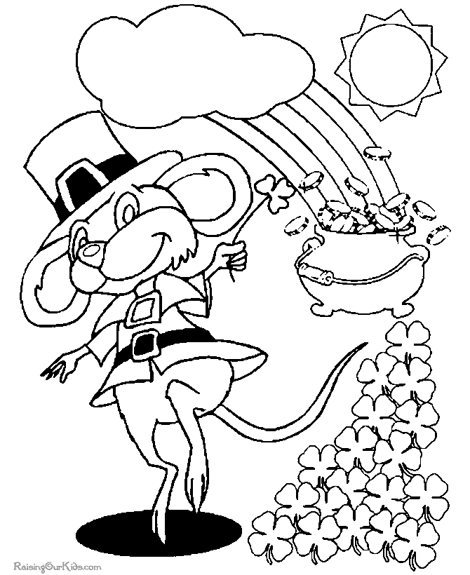 Pot of gold leprechaun coloring page