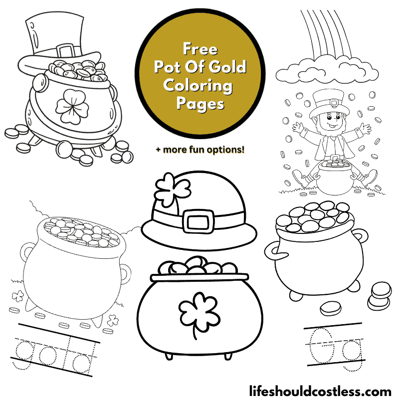 Pot of gold coloring pages free printable pdf templates