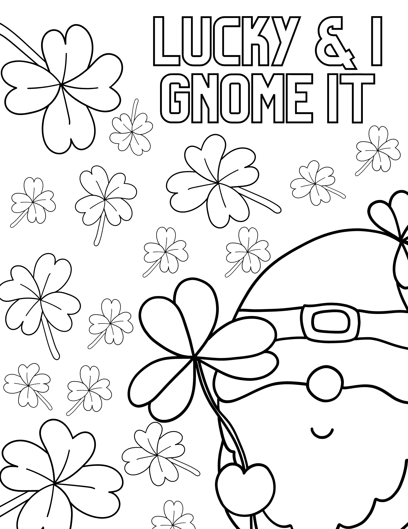 Free st patricks day gnomes coloring pages for kids and adults