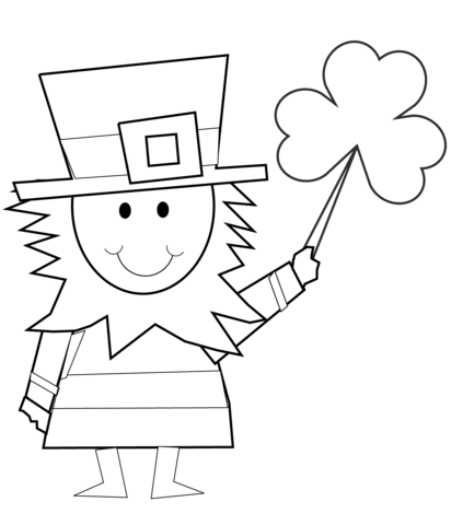 Cartoon leprechaun with shamrock coloring page free printable coloring pages