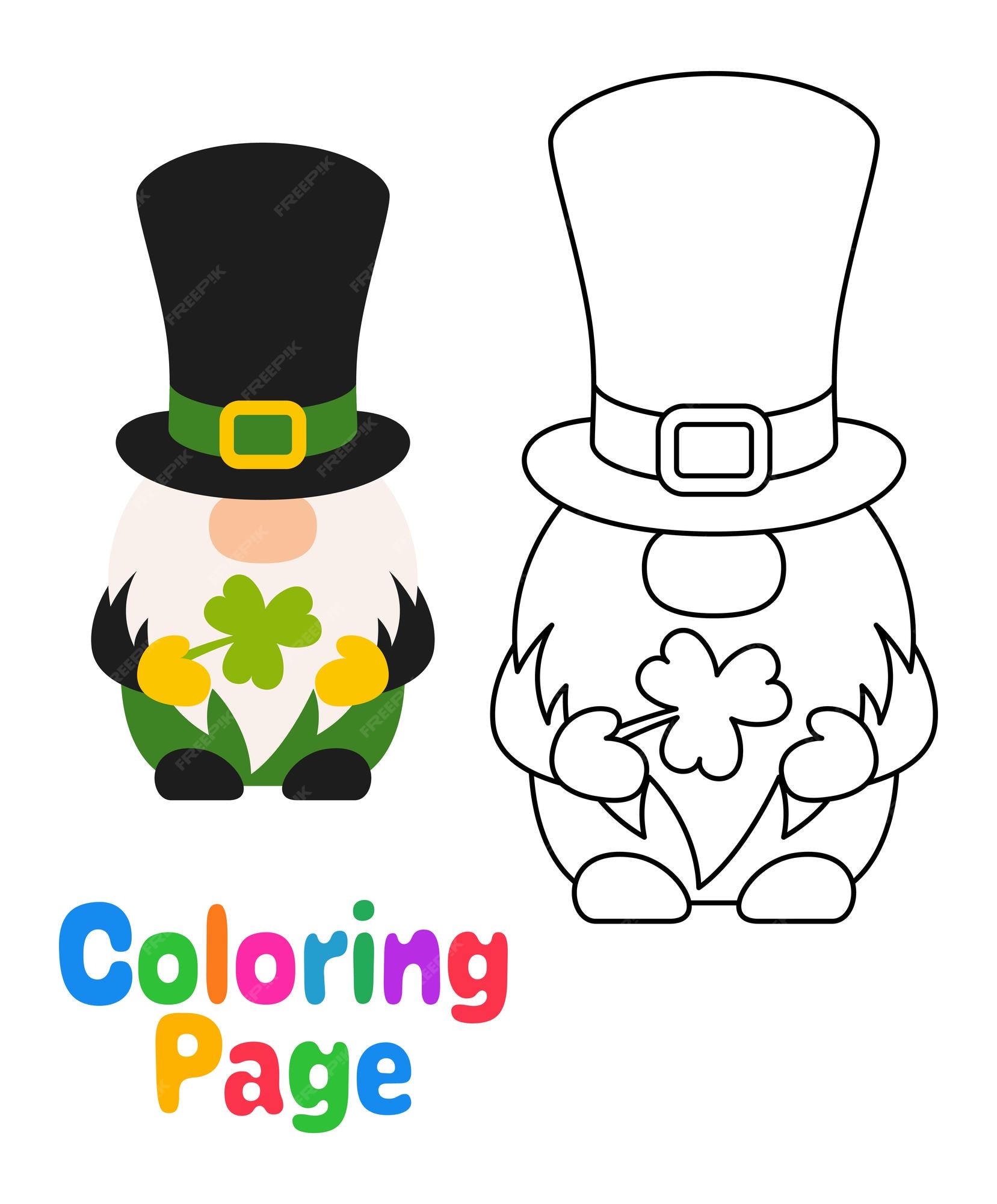 Premium vector coloring page with leprechaun for kids