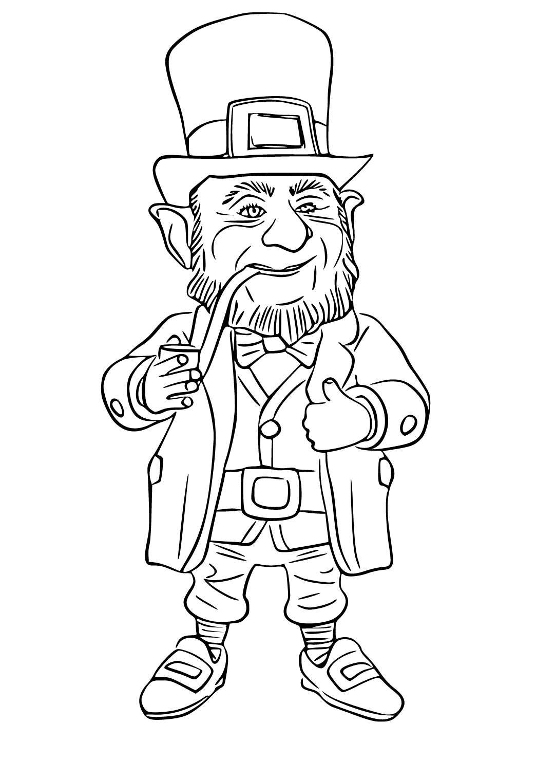 Free printable leprechaun real coloring page for adults and kids