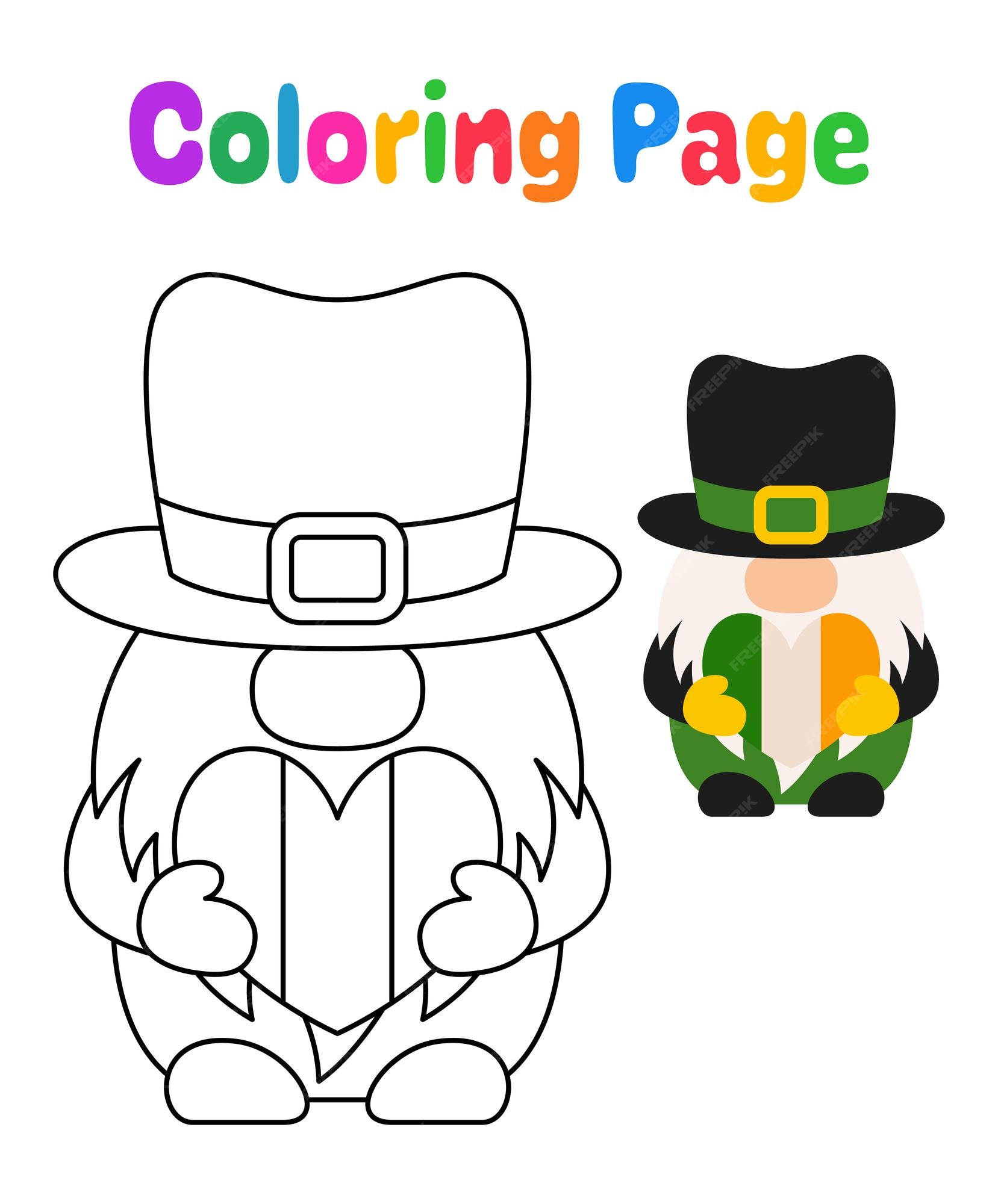 Premium vector coloring page with leprechaun for kids