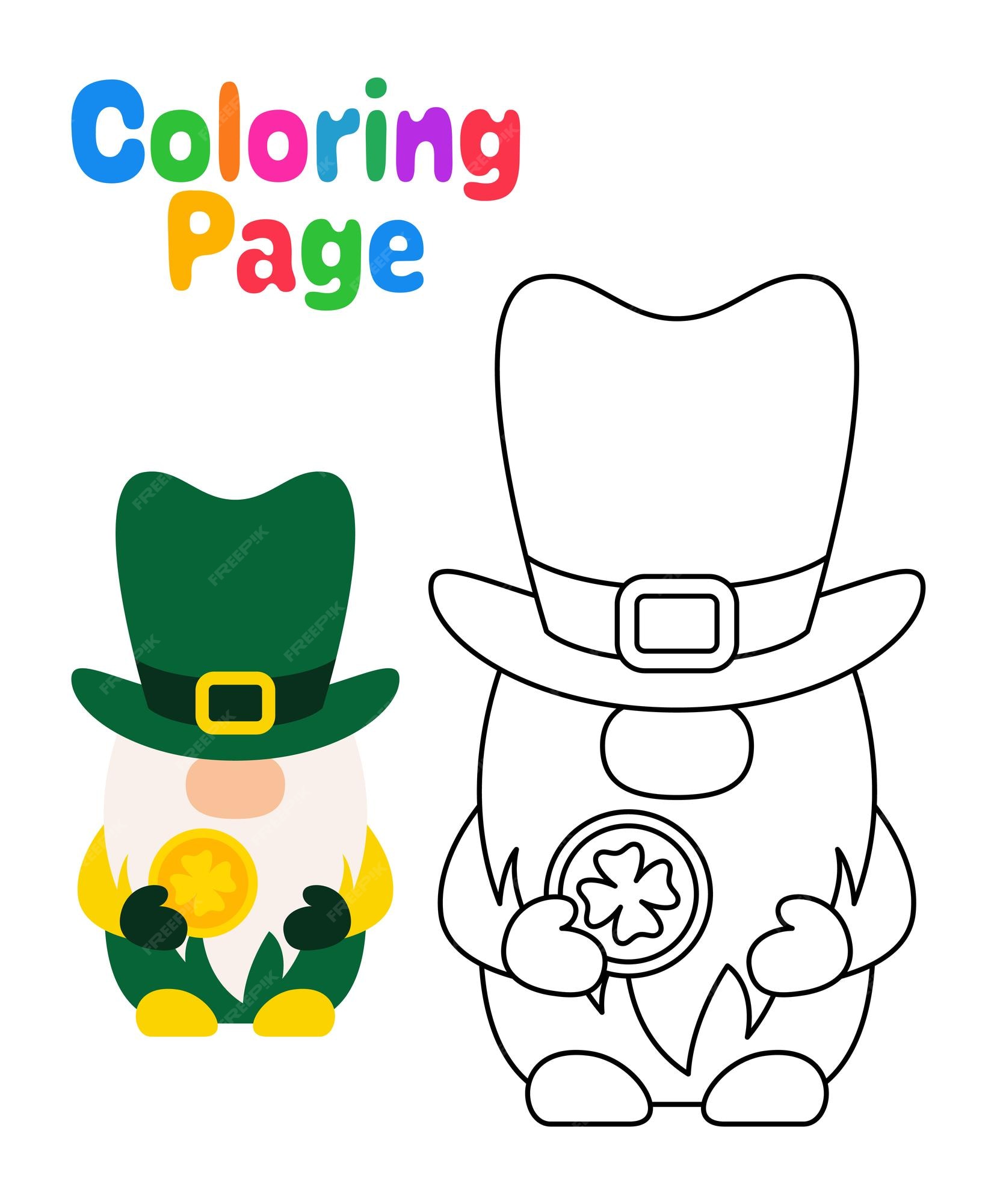 Premium vector coloring page with leprechaun for kids