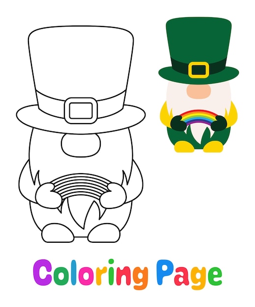 Premium vector coloring page with leprechaun for kids