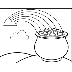 Rainbow and pot of gold coloring page