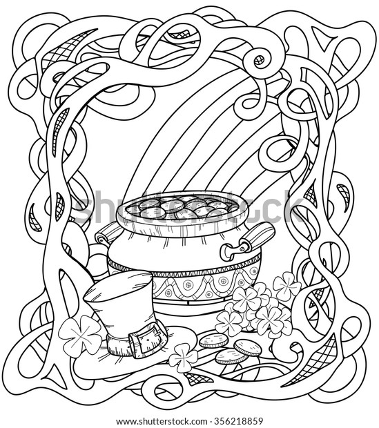 Rainbow pot gold coloring page images stock photos d objects vectors