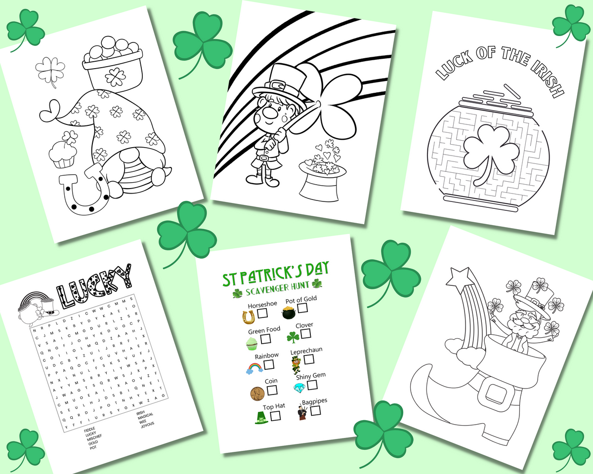 Printable st patricks day coloring pages and activities pages â cassie smallwood