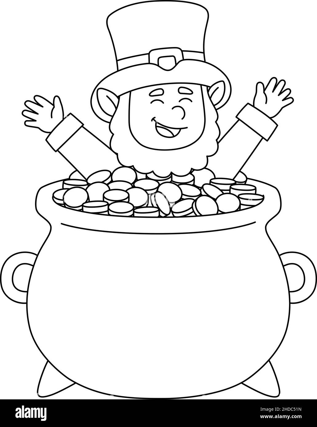 St patricks day leprechaun coloring page for kids stock vector image art