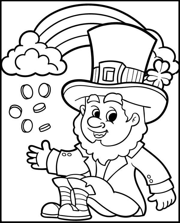 Rainbow leprechaun coloring page st patrick day