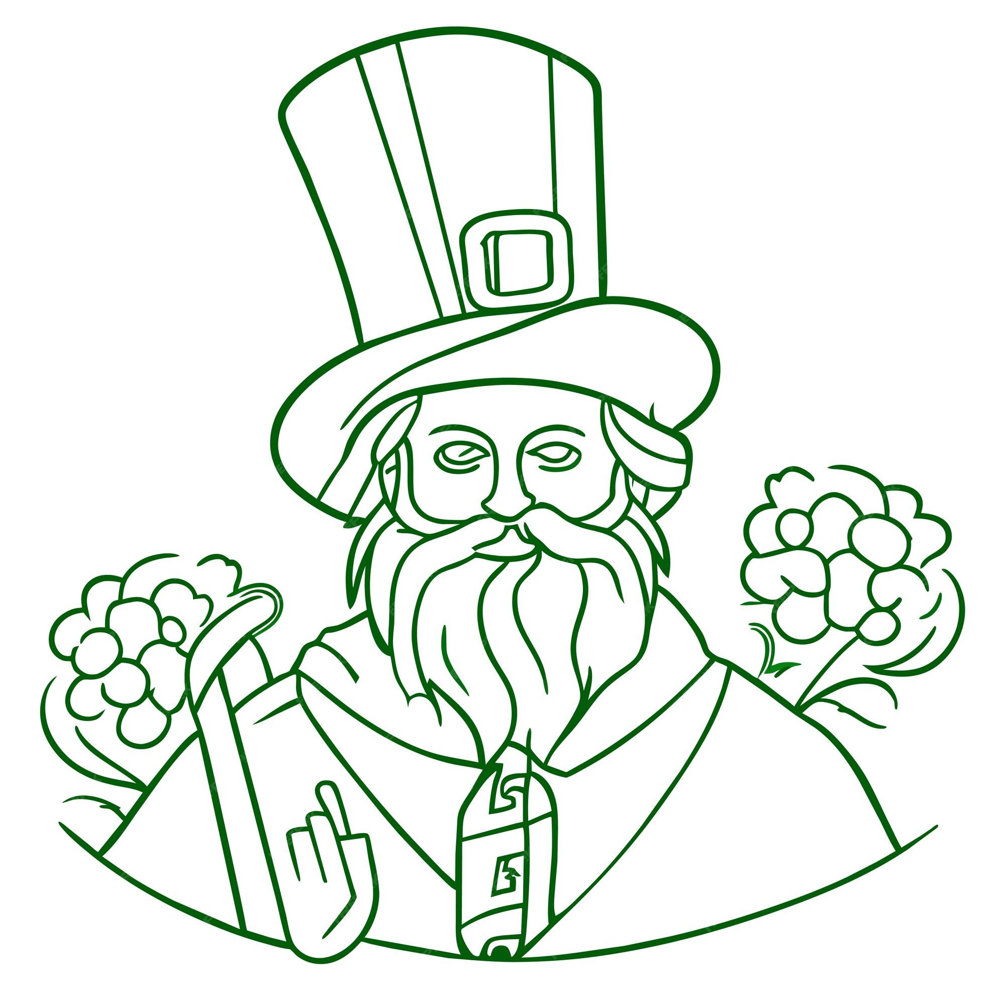 Premium vector saint patrick day leprechaun green hand drawn cartoon sticker icon concept isolated illustration