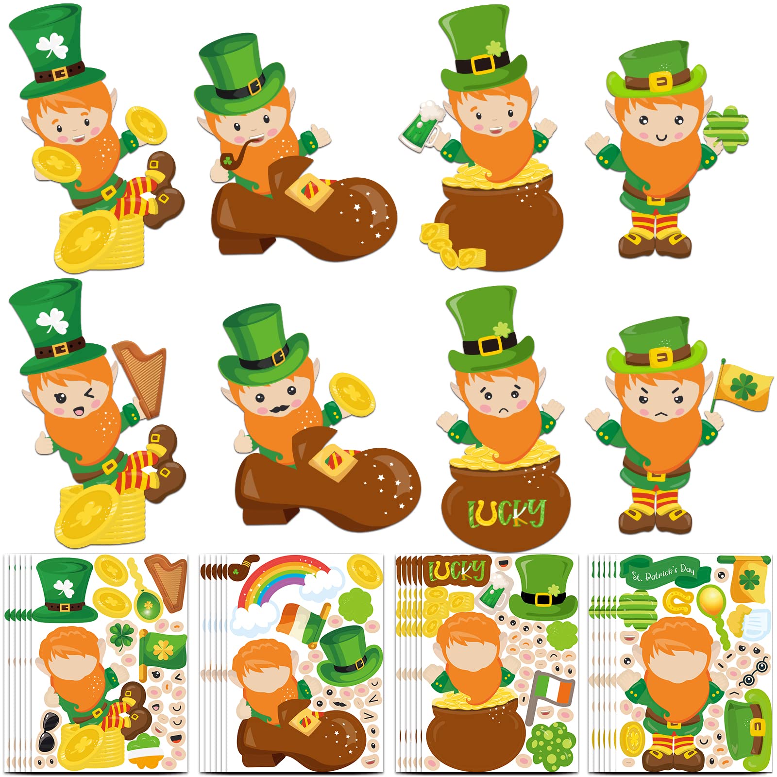 Make a st patricks day stickers pack st patricks day crafts make your own irish leprechauns crafts party games activities toys games