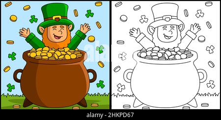 St patricks day leprechaun coloring page for kids stock vector image art