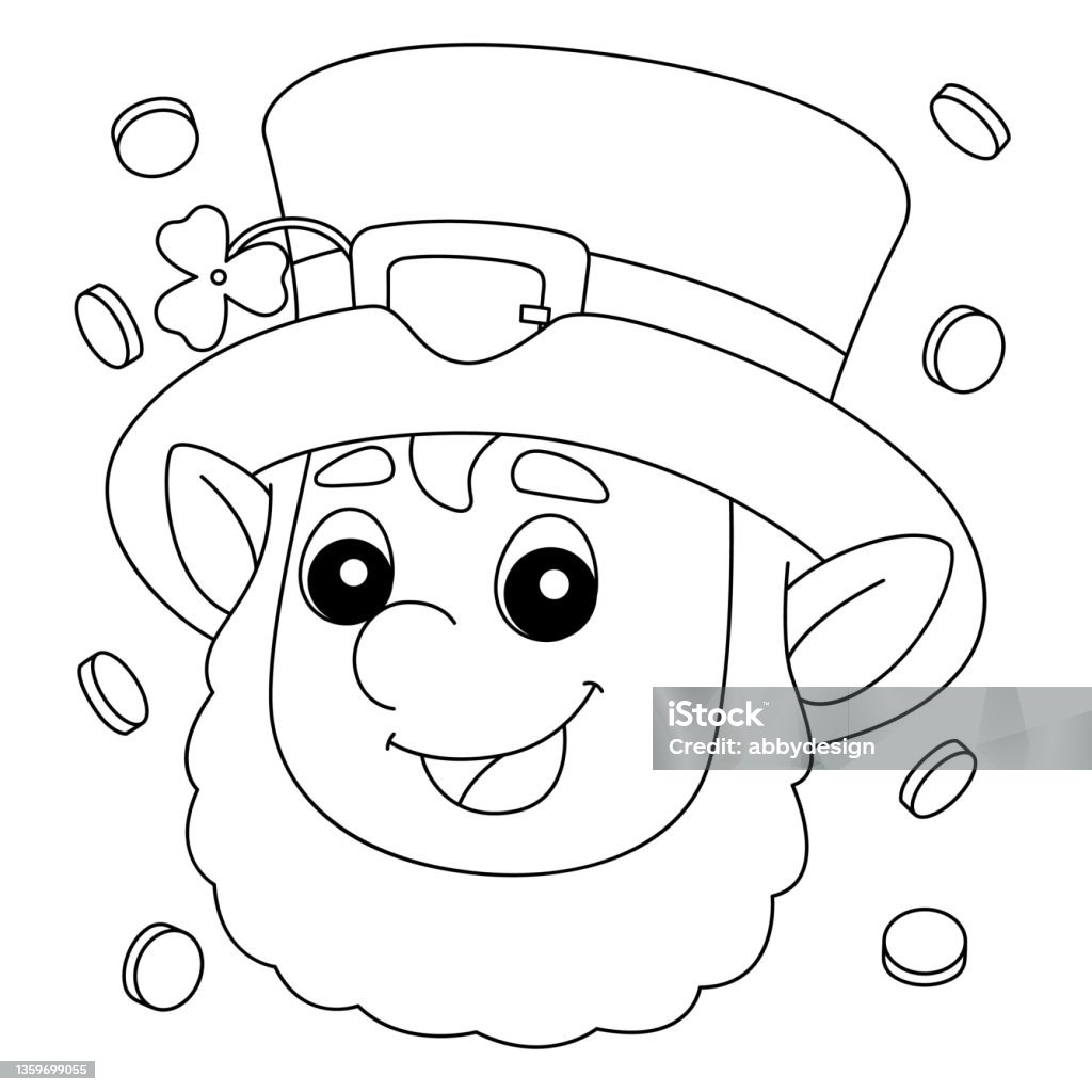 St patricks day leprechaun coloring page for kids stock illustration