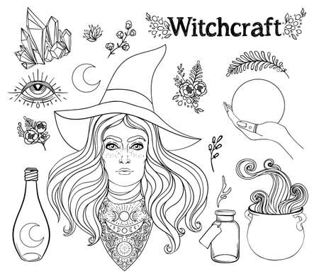 Witchcraft coloring pages cliparts stock vector and royalty free witchcraft coloring pages illustrations