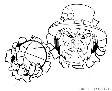 Leprechaun basketball mascot ripping background