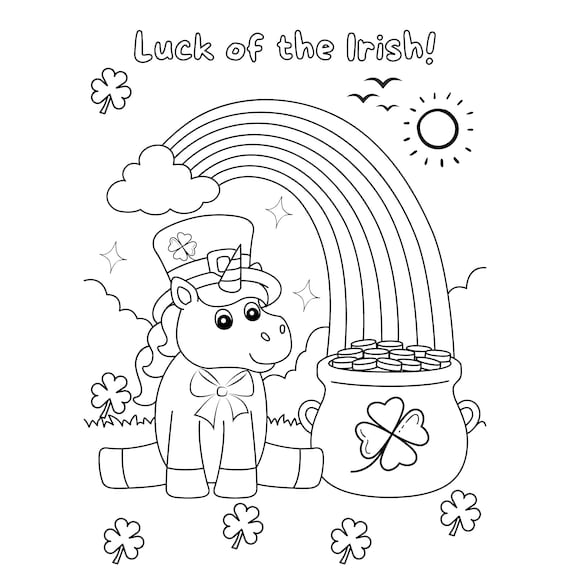 St patricks day printable coloring pages set of