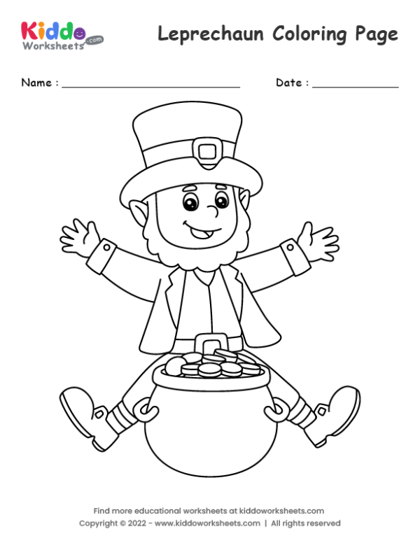 Free printable leprechaun coloring page worksheet