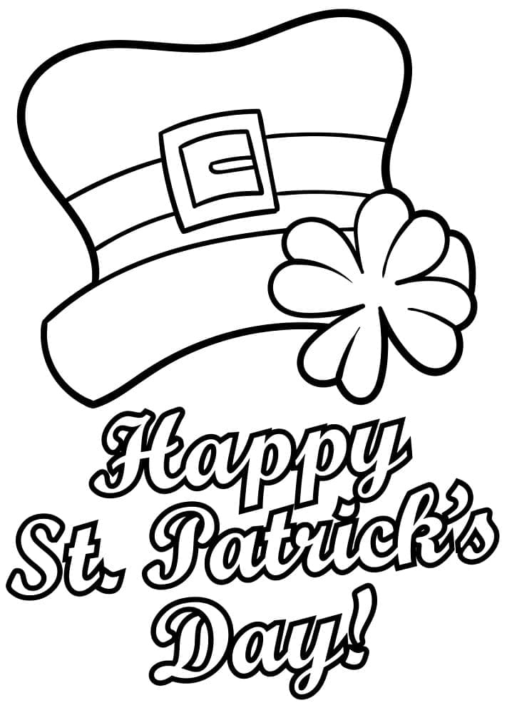 St patricks day with leprechaun hat coloring page