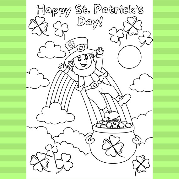 St patricks day printable coloring pages set of