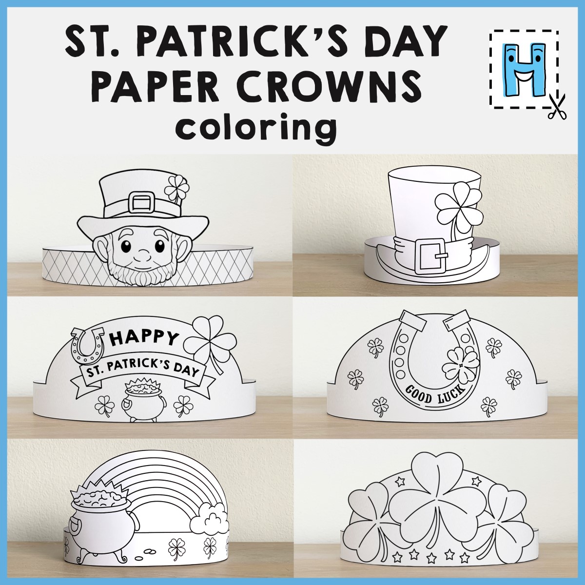 St patricks day paper hats leprechaun shamrock printable paper coloring craft activity made by teachers