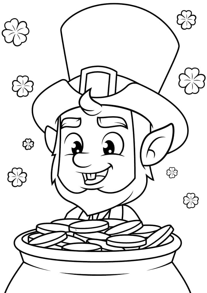 Very cute leprechaun coloring page