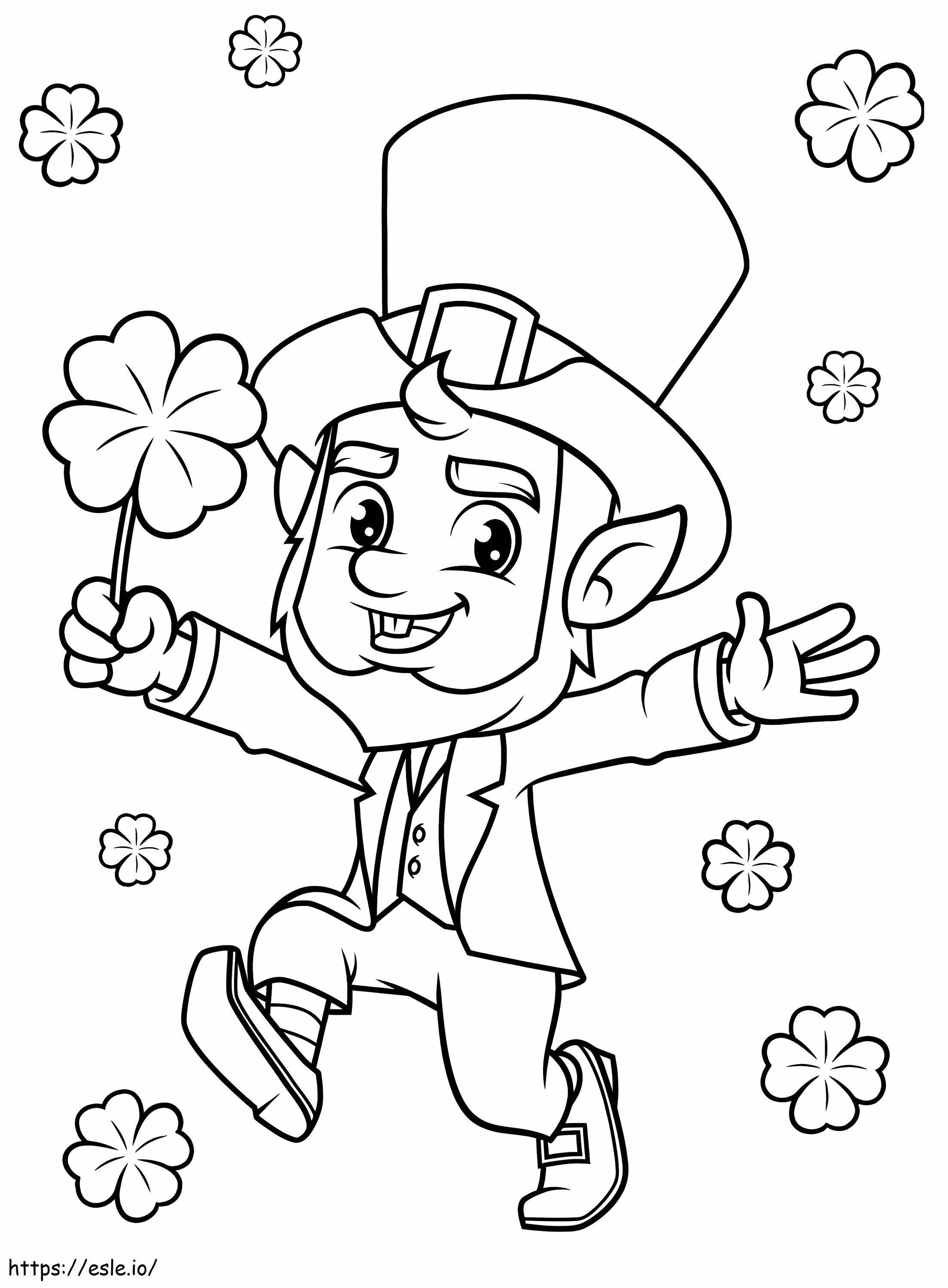 Printable happy leprechaun coloring page