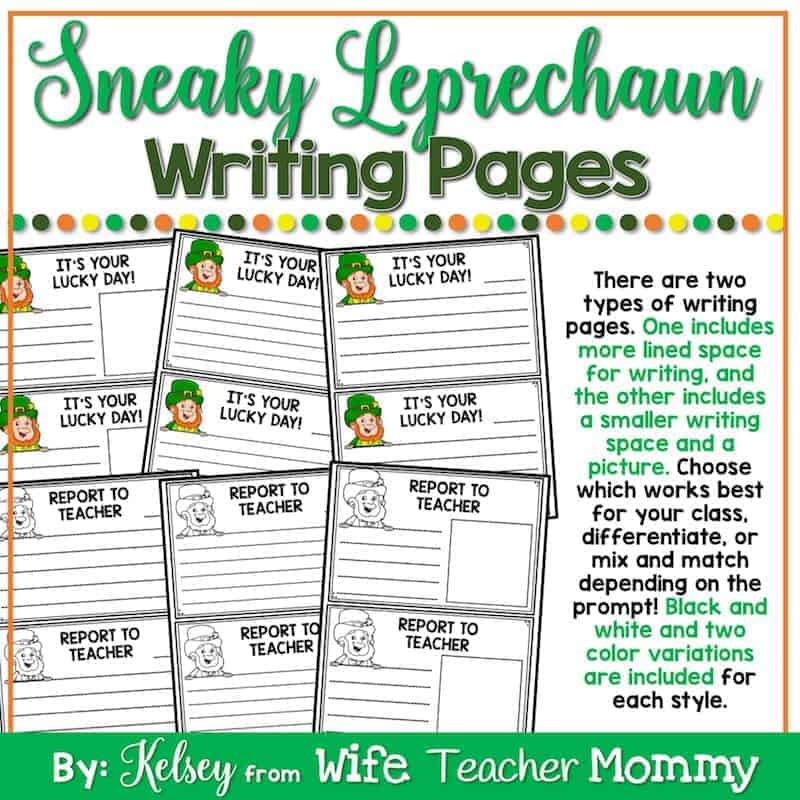 Sneaky leprechaun st patricks day writing activity