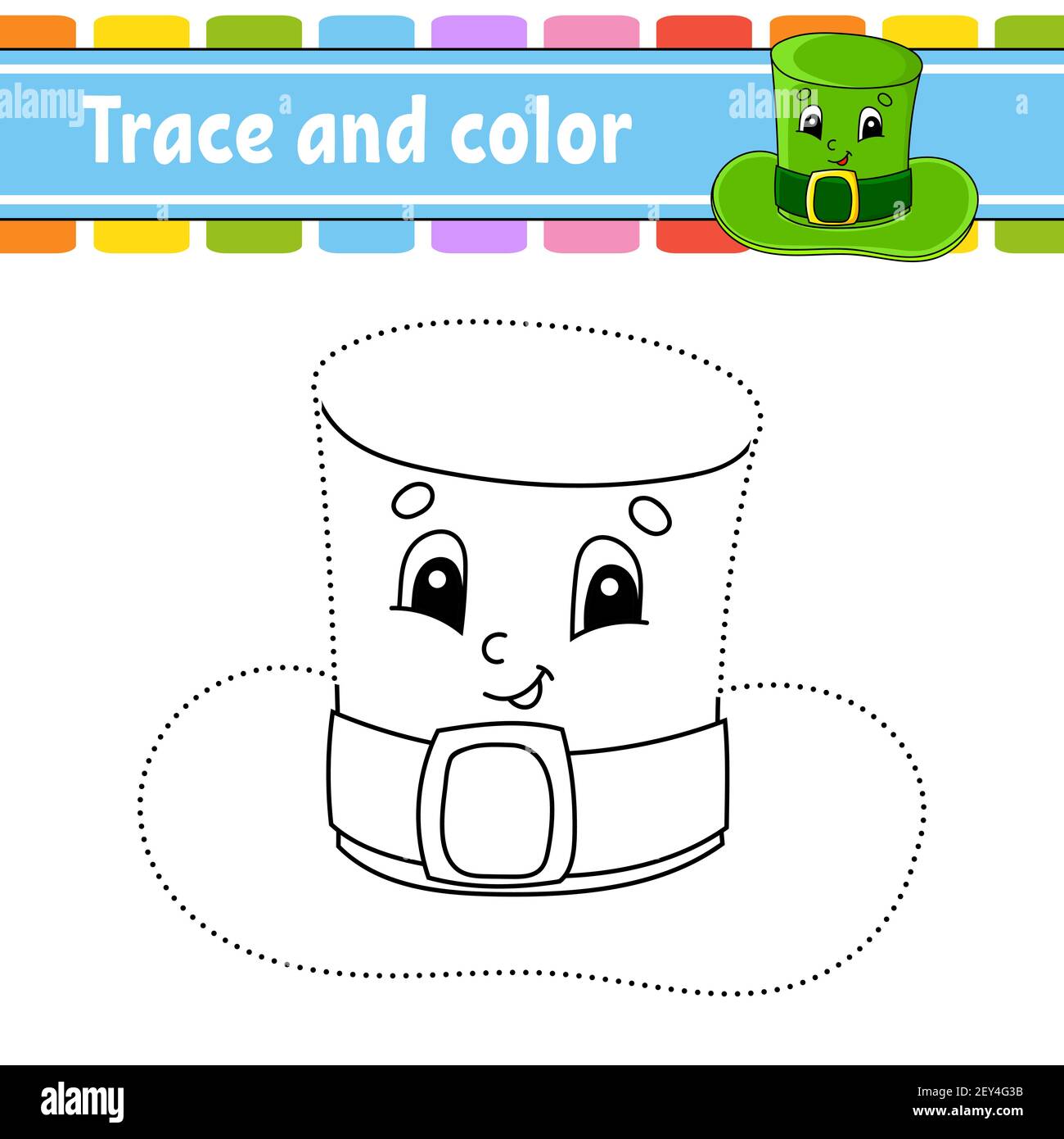 Trace and color coloring page for kids st patricks day handwriting practice education developing worksheet activity page game for toddlers is stock vector image art