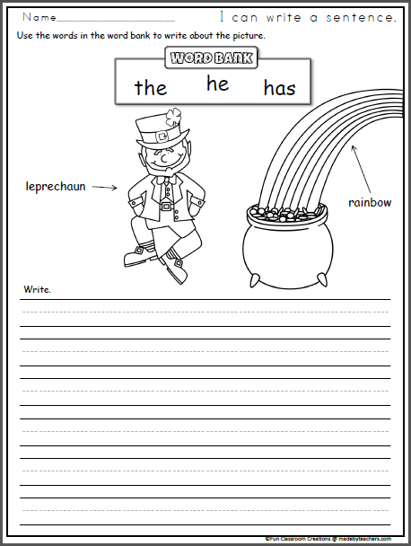 Free leprechaun writing worksheet made by teachers