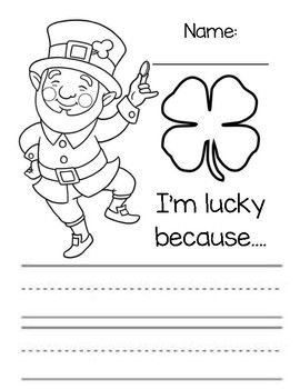 St patricks day leprechaun coloringwriting activity writing activities kindergarten lesson plans preschool lesson plans