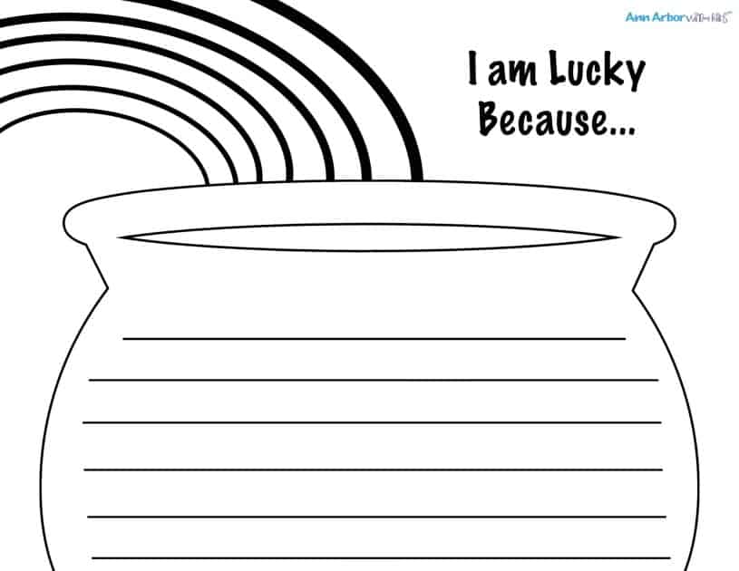 St patricks day writing prompt i am lucky free printable