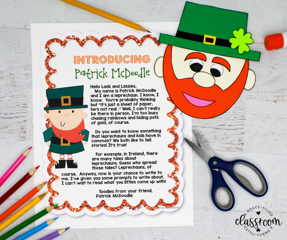 Leprechaun writing prompts and craftivity