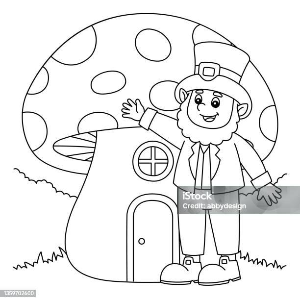 St patricks day mushroom coloring page for kids stock illustration