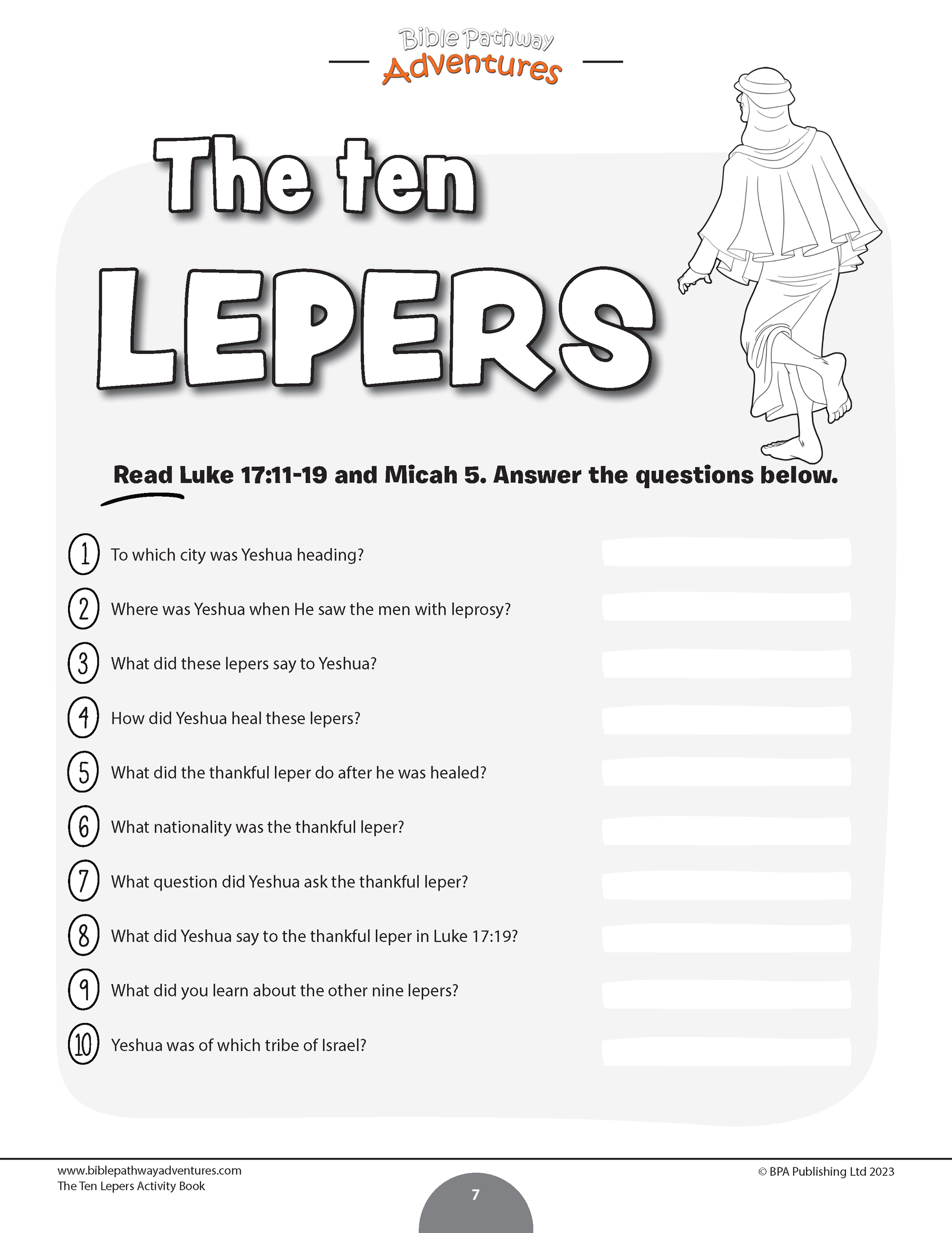 The ten lepers activity book pdf â bible pathway adventures