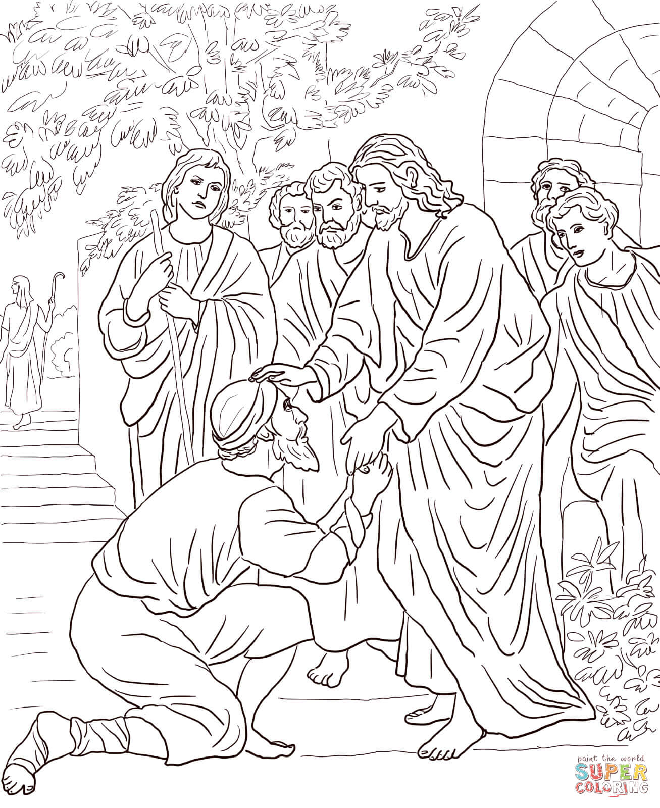 Jesus heals the leper coloring page free printable coloring pages