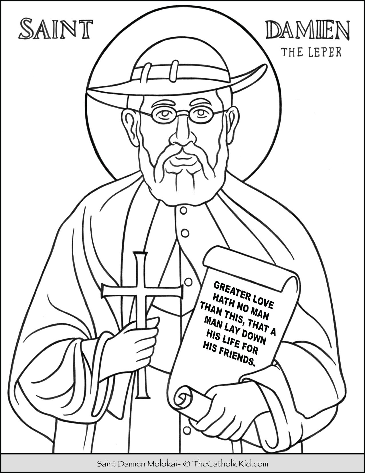 Saint damien molokai coloring page