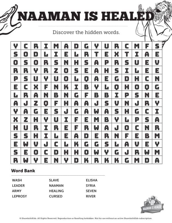 Naaman the leper kings bible word search puzzles â